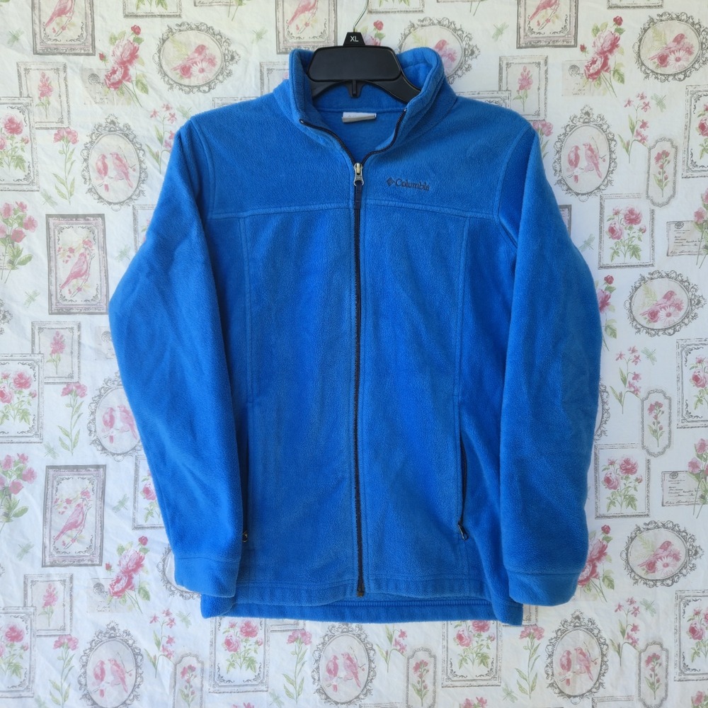 Columbia Boys Fleece Jacket Size L 14/16 Steens Mountain II Blue Full Zip Coat